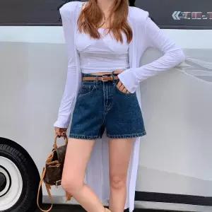 여성반바지 여름 빈티지 블루진 하이웨스트 슬림핏 A라인 반바지 심쿵직구