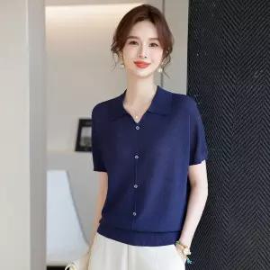 여성니트 여름 아이스 니트 반팔 티 심플 코디 얇은 편한 상의 심쿵해외구매