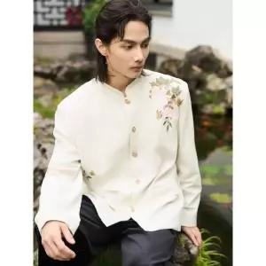 남자 정장 패션 코트 결혼식 정장재킷 모란꽃자수 차이나카라 admr1