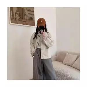 여성 봄 코트 체크 캐주얼 가죽 터틀넥 PU자켓 클래식 DUCHI1