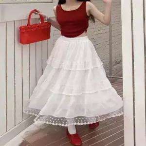 여자 스커트 프렌치 레이스봄여름 하이웨스트 쉬폰 DUCHI2