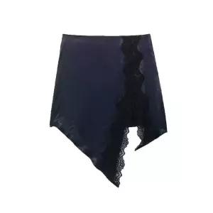 치마 여성용 쉬폰 블랙레이스 옆트임 DUCHI1