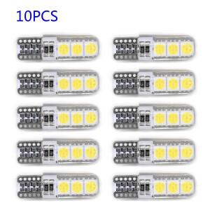 10pcs 12v 흰색 실리콘 하우징 194 W5W-5050-6SMD Canbus 자동차 LED 신호 조명 W5W 168 COB 4SMD