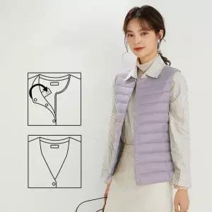여성 민소매 퍼퍼 조끼 울트라 라이트 다운 양방향 양복 휴대용 따뜻한 겨울 라이너