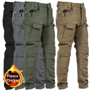 남성용 겨울 바지 방수 플리스 안감 스노보드 스키 소프트쉘 다중 포켓 아웃도어 작업