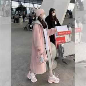 신상 더블 모직 코트 롱 후드 페이크