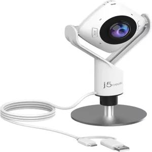 j5create 360도 올어라운드 미팅 웹캠 - 1080P HD 비디오 컨퍼런스 카메라 고해상도 마이크 USB-C 회의