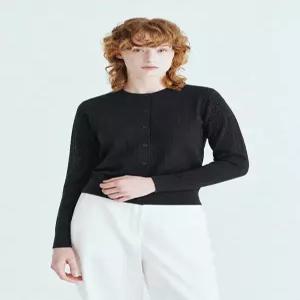 [유닛]린넨 혼방 크루넥 스카시 니트 가디건 (UFXKCA700N-BLACK)