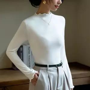 이너 봄가을 긴팔 폴라티 반폴라 슬림 여자폴라티 톱 순색 ible1