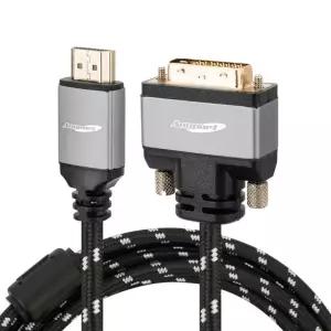[애니포트] DVI TO HDMI 프리미엄 메탈 케이블 2M 모니터 TV 영상케이블 DVIHDMI
