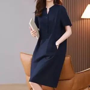 브이넥원피스 반팔 시원한 여름용 여름원피스 브이넥 여성브이넥원피스 여름반팔원피스 원피스