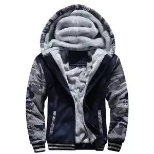 남성 겨울 자켓 위장 Thicken Jackets 후드 양털 Long Sleeve Down Jacket 캐주얼 Streetwear 의류