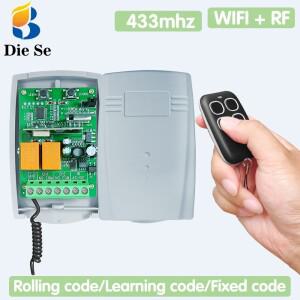 Diese Tuya 와이파이 RF 슬라이딩 문짝 차고 오프너 스위치 AC DC 12V 24V 2CH 리시버 롤링 코드 리모컨 작