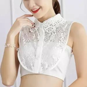 여성 데일리 펀칭홀 레이스 페이크 카라 페이크셔츠