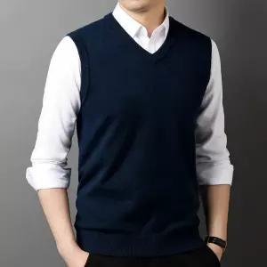 남자 니트 가을 캐주얼 브이넥 스웨터 패션 민소매 조끼 코디 admr3
