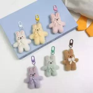 Bowknot 토끼 플러시 펜던트 키 체인 부드러운 인형 자동차 열쇠 고리 배낭 가방 장식