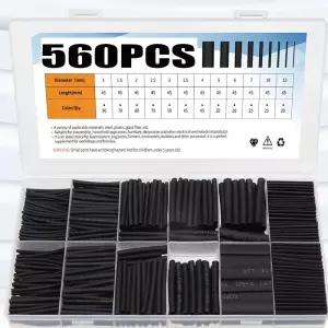 560pcs 열 수축 튜브 내열성 포장 키트 전기 연결 와이어 케이블 절연 슬리브