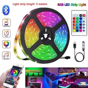 블루투스 USB 5V RGB LED 스트립 조명 5050 컨트롤러 5M 플렉시블 다이오드 램프 테이프 TV 배경 데스크 룸