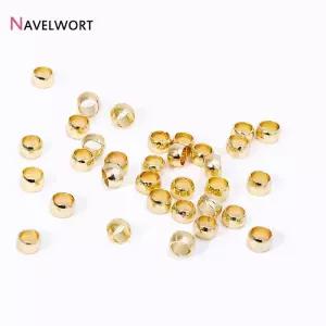 18K 골드 도금 황동 볼 크림프 엔드 비즈 팔찌 만들기 용품 용 1.5/2/2.5/3/4mm 쥬얼리