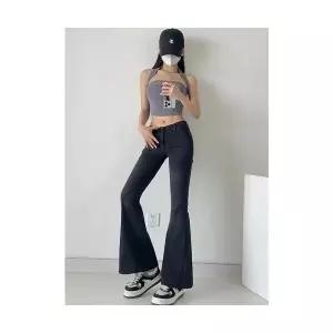 여자 청바지 와이드 슬림 스타 데일리룩 로우 데님팬츠 가을 나팔바지 하프 원템3 플레어