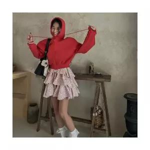 캐주얼 여자티 맨투맨 봄가을 하이웨스트 후드 집업 퓨어 숏 순면 카디건 원템3