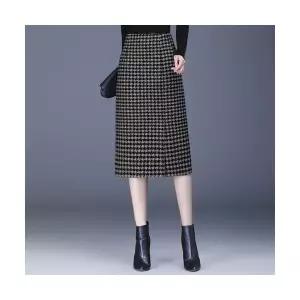 타노스치마 미디 모직 여친 데일리룩 정장 일자 체크 키작 우아한 KUK3