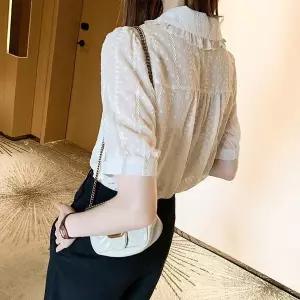 [하프클럽/]자수 프릴 블라우스 LLT154 블라우스 여성 프릴 장식 스퀘어넥 리