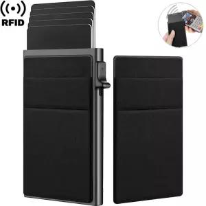 Rfid 신용 카드 소지자 남성 얇은 슬림 미니 미니멀리스트 지갑 금속 은행 ID 홀더 케이스 Carteras