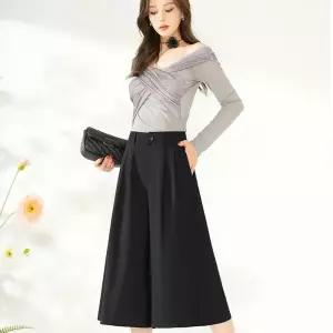EAMT 여자 치마 바지 여름 와이드 하이웨스트 칠부 캐주얼 빅팬츠 YJ2