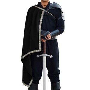 런카티 남성 르네상스 숄 하프 숄더 케이프 중세 사무라이 망토 LARP 전사 렌 페어 할로윈 코스튬