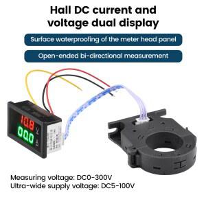 검침기 DC0300V 50A 100A 200A 400A 홀 12V 전압계 24V 전류 60V 36V 배터리 차량용 48V 디지털 모니터 LED 전류계 측정기 전압