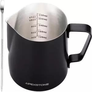 에이펙스스톤 커피 스팀 피처 12온스350ml 에스프레소 밀크 프로팅 12온스 아트 펜 포함