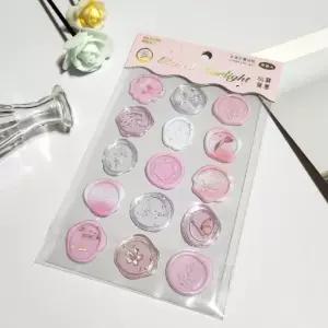핑크 원형 실링 왁스 스티커 청첩장 봉투 보안 포장 씰링 데코 라벨