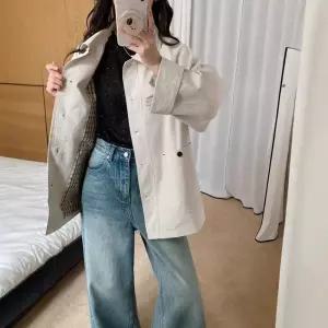 롱 봄 캐주얼 빅 트렌치 여자코트 솔리드 포켓 코트 원템1