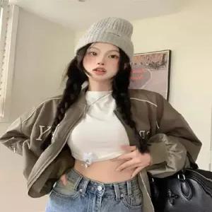 헐크 여친 여성 캐주얼 봄 긴팔 슬림핏 이른 집업야구항공 자수 레터링 상의 야구점퍼 잠바 재킷 KKE1