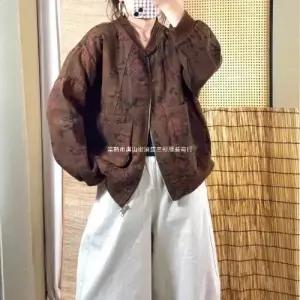 헐크 여자 여사친 가을 빈티지 프리사이즈 상의 쇼트 집업야구항공 코트 면마 프린트 잠바 야구점퍼 KKE3