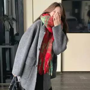 헐크 여사친 여성용 모직 잠바 리버시블 집업야구항공 코트 숏 후드 KKE1