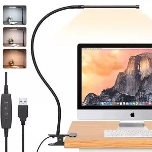 독서실조명 독서에 클램프 디밍이 클립 10W LED 책상 램프 10 레벨 3 조명 모드 테이블 USB