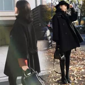 무천도사 모직 울 여친 여성 루즈핏 코트 슬림 KKE3