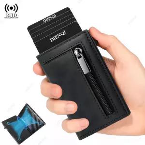 마그네틱 신용 카드 소지자 럭셔리 남성용 지갑 Rfid 차단 팝업 미니멀리스트 가죽 은행 케이스 Vallet for