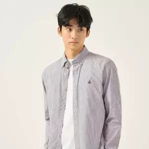 매장정품 BEANPOLE 빈폴 [FW25]핀 스트라이프 셔츠 - 브라운 BC5864C16D_LL 1538376