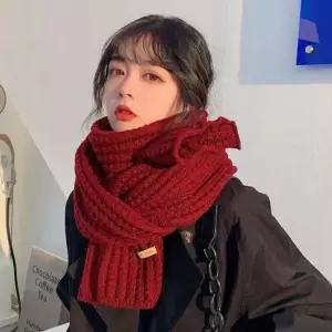 여자 대학생 겨울 외출 와플 패턴 니트 머플러 겨울용품 겨울모자 방한넥워머