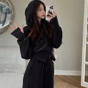 여성 크롭 후드 트레이닝 세트 투피스 투피스 후드 간절기 여성 복 캐주얼 운동복 여자 상하 데일리 집콕