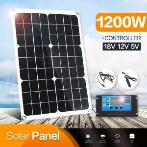 야외 캠핑 자동차 요트 RV 하이킹 100A 컨트롤러 듀얼 USB 12V 배터리 충전 시스템과 1200W 태양 전지 패널
