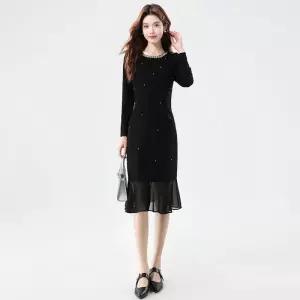루타꽁몰 여성 원피스 치마 가을 머메이드 쉬폰 큐빅 슬림핏 HO3