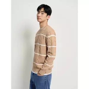 매장정품 BEANPOLE 빈폴 26SS [BC6151C10A] 케이블 스트라이프 니트 - 베이지 1636086