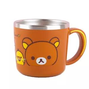남아 깨지지않는 캐릭터 물컵 리락쿠마 귀여운스텐컵 260ml 브라운 휴대용물통 유아
