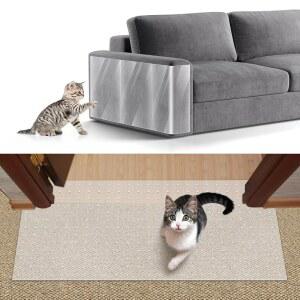 8.2ftx12.2인치 고양이 카펫 보호기, 카펫용 견고한 플라스틱 애완동물 스크래치 스토퍼, 널리 사용됨, 바닥/침실/문간/포치 사용을 위한 투명 미끄럼 방지 못, 방지(8.2ftx12.2인치)