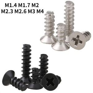 M1.4-M4 필립스호환 접시형 플랫 테일 셀프 태핑 나사 헤드 볼트 니켈 도금  검정색