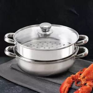 가정용 인덕션 전기쿠커 내열 전골 냄비 스텐 찜기 28cm 2단
